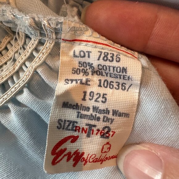 Vintage Evy of California Eyelet Trim Blue Pinafore Dress Baby Girl Size 2T - Picture 5 of 6